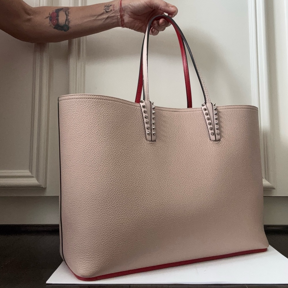 Christian Louboutin Cabata Large Soft Pink Tote with Red Interior